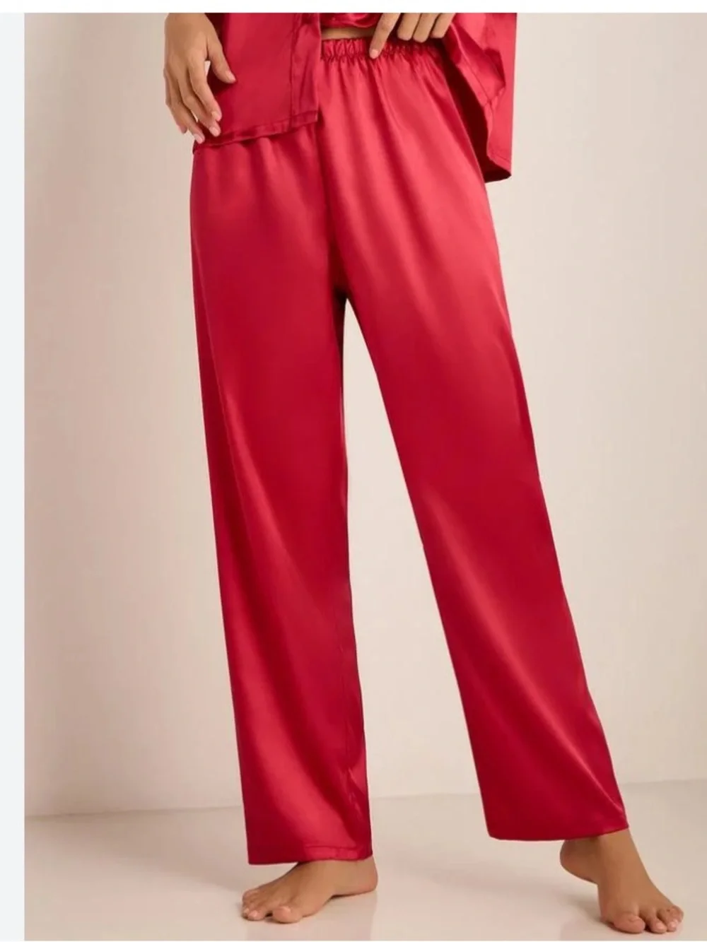 KATE SPADE Red Elasticized Waist Wide Straight Leg Pants NWT